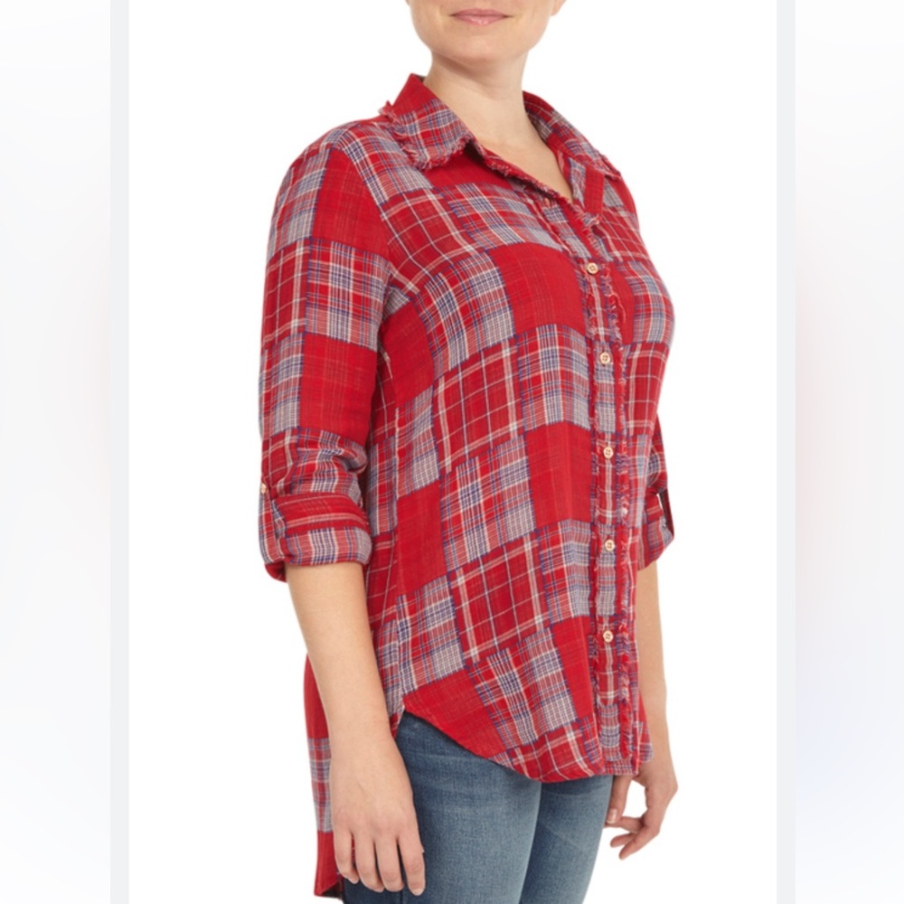 Seven7  Studded red  Button Down Shirt  medium
